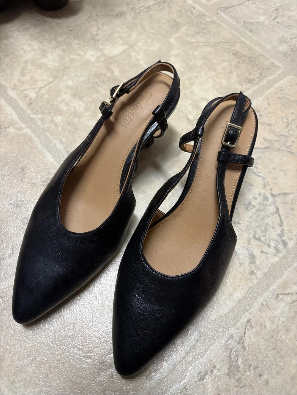 Black Women's Pointed Slingback Flats